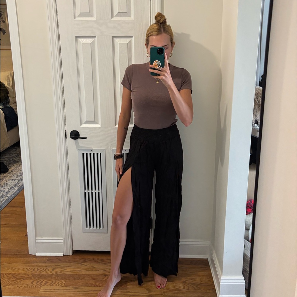 NWT ULUWATU sheer black cut slit side pants